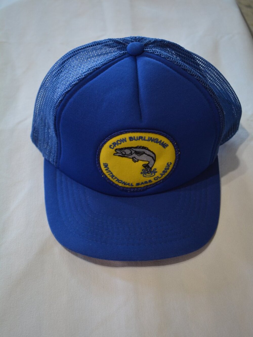 Vintage Crown Burlingame Bass Classic Trucker Hat – Blue Mesh Snapback